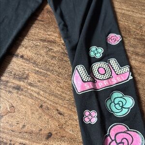 LOL Surprise Black Leggings with Floral Design